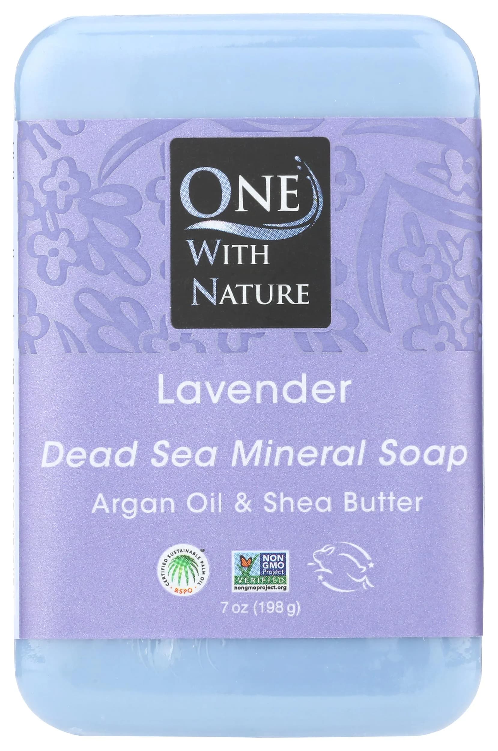 One With Nature Lavender Bar Soap 198g (7 Ounce) | Triple Milled, Mild Exfoliating, Dead Sea Minerals - main product image