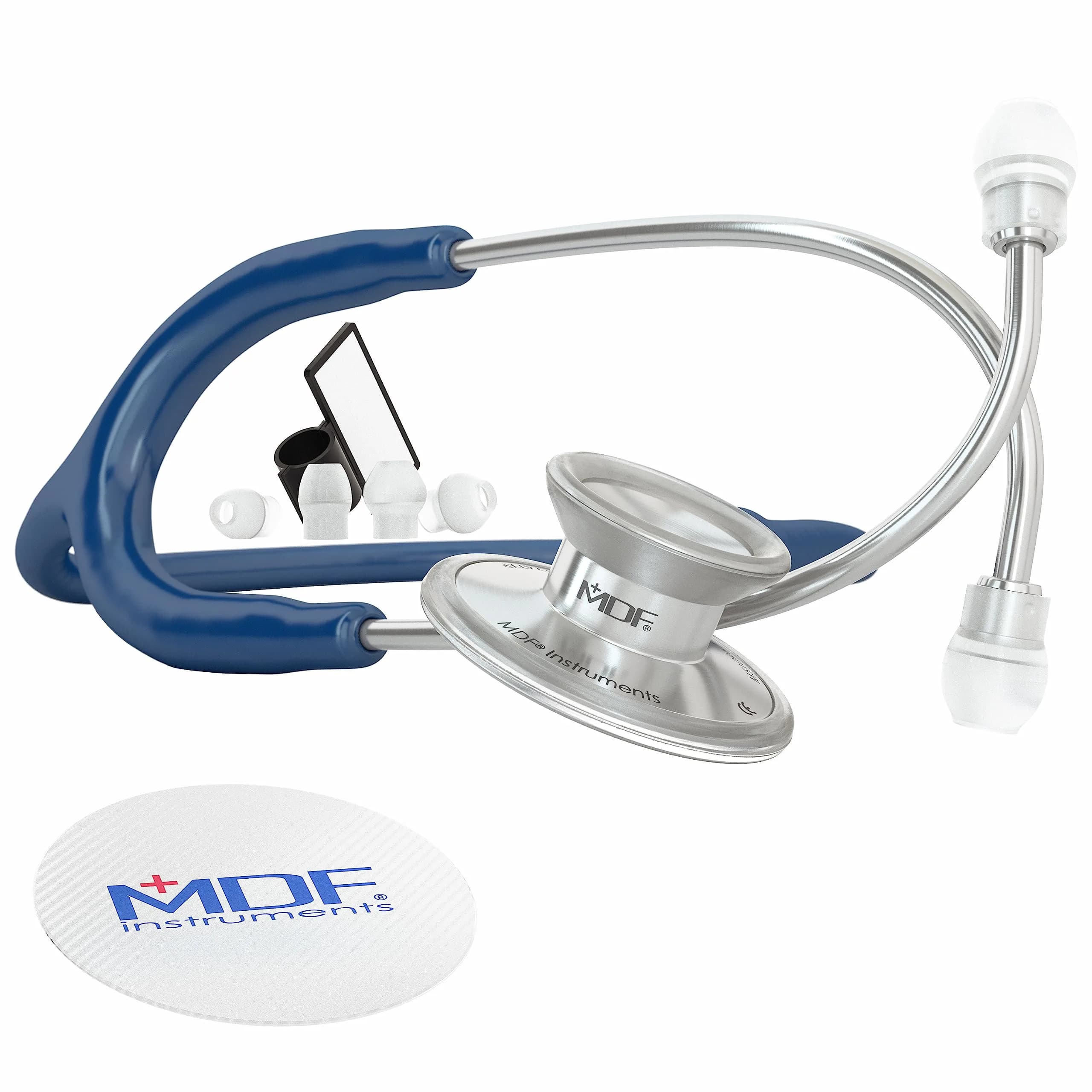 MDF Instruments Acoustica Lightweight Stethoscope | Dual Head, Navy Blue, Silver, 79 cm (31.2 in) - main product image