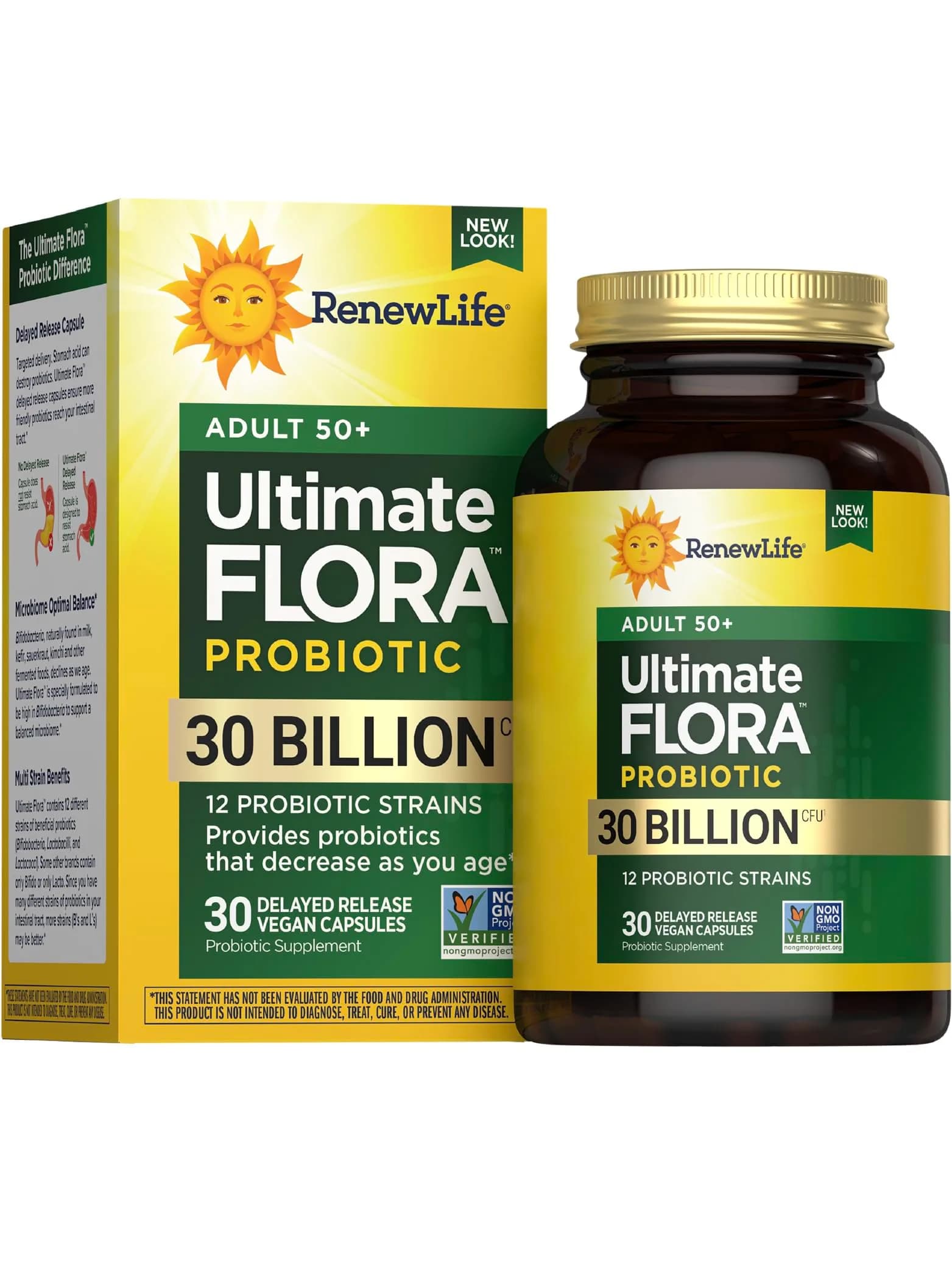 Renew Life Ultimate Flora Adult 50+ Probiotic 30 Billion CFU | Supports Digestive & Immune Health (100 words)