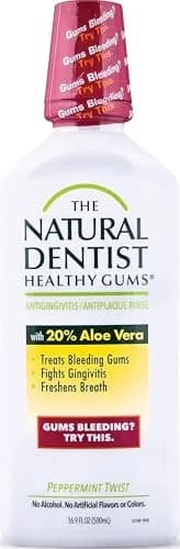 The Natural Dentist Peppermint Twist Mouthwash 499ml (16.9 Fl Oz) | Alcohol-Free Daily Rinse thumbnail 1