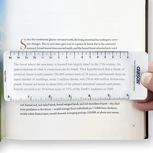 Carson MagniMark 3x Fresnel Bookmark Magnifier with 6-Inch Ruler | Lightweight, Thin & Light for Reading & Low Vision thumbnail 2