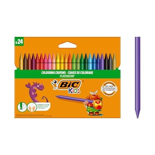 BIC Kids Plastidecor Colouring Crayons 24 Pack | Vibrant Assorted Colours for Kids 30+ Months thumbnail 1