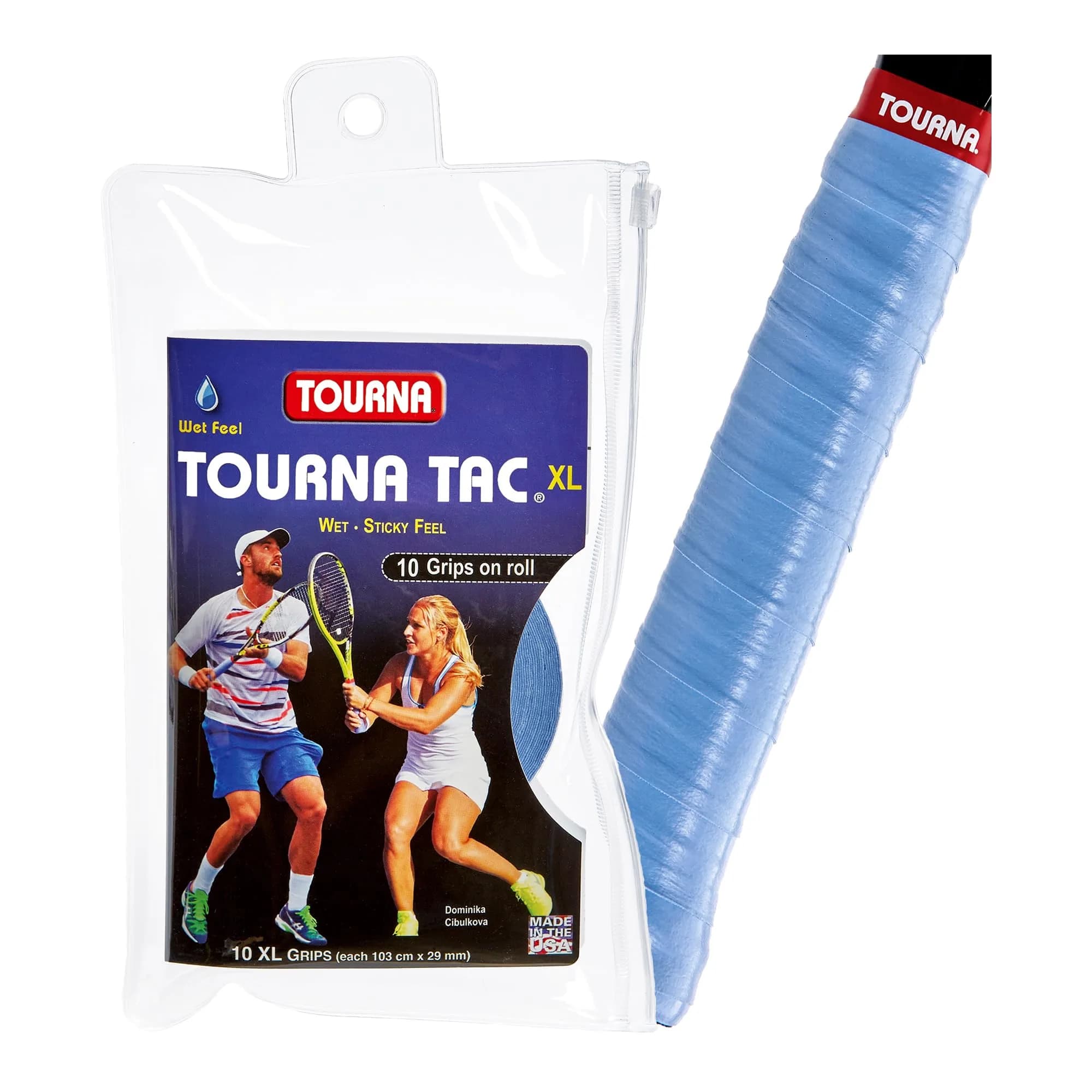 Tourna Tac Tacky Feel Tennis Grip 10 Pack XL Blue | Superior Sweat Absorption for Pro Play - main product image
