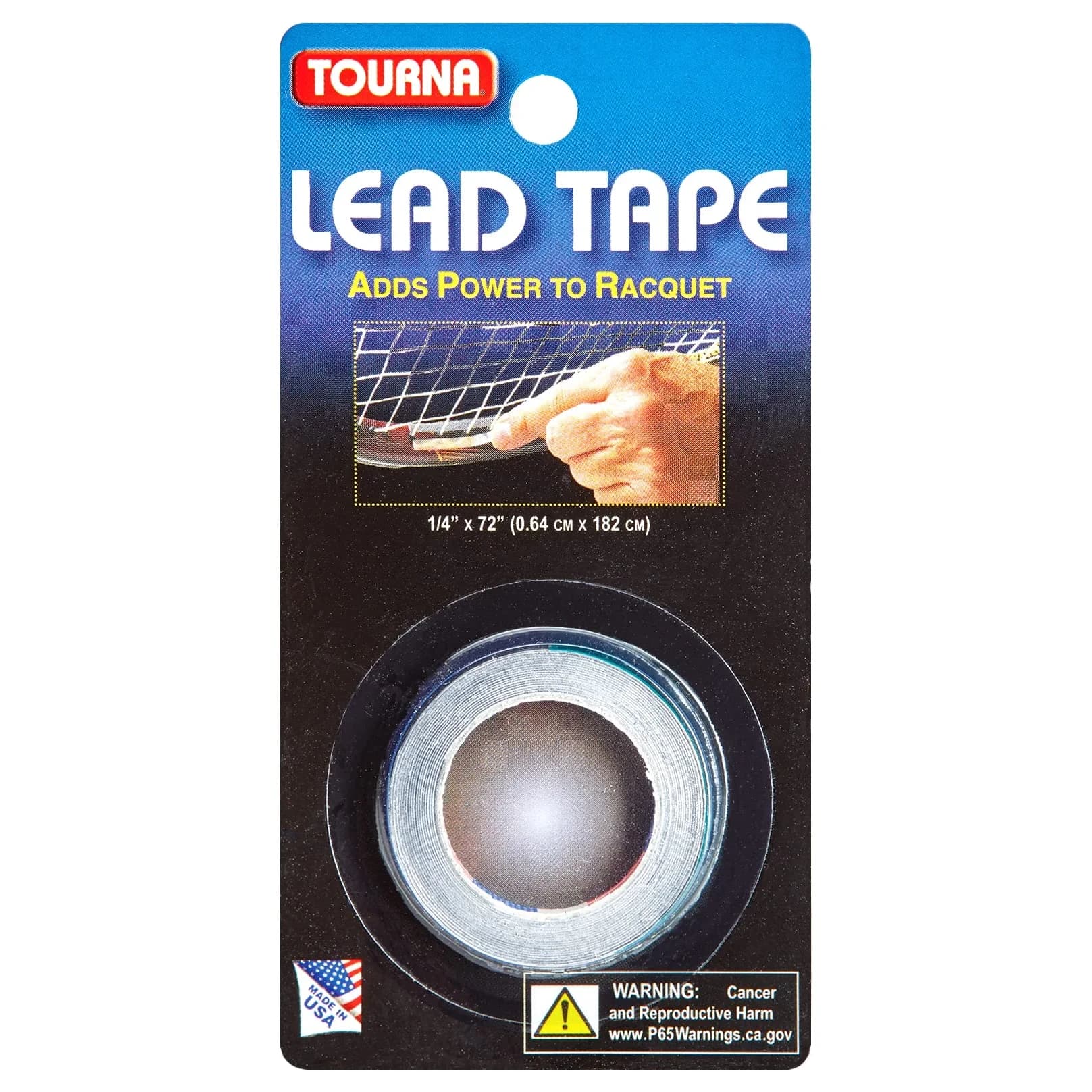 Tourna Lead Tape 1/4" Wide x 72" Long | Adds Power to Tennis Racquet Strokes