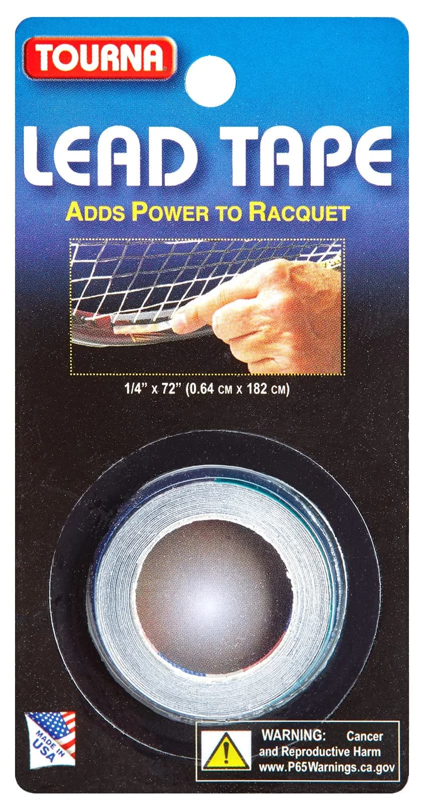 Tourna Lead Tape 1/4" Wide x 72" Long | Adds Power to Tennis Racquet Strokes — One Size