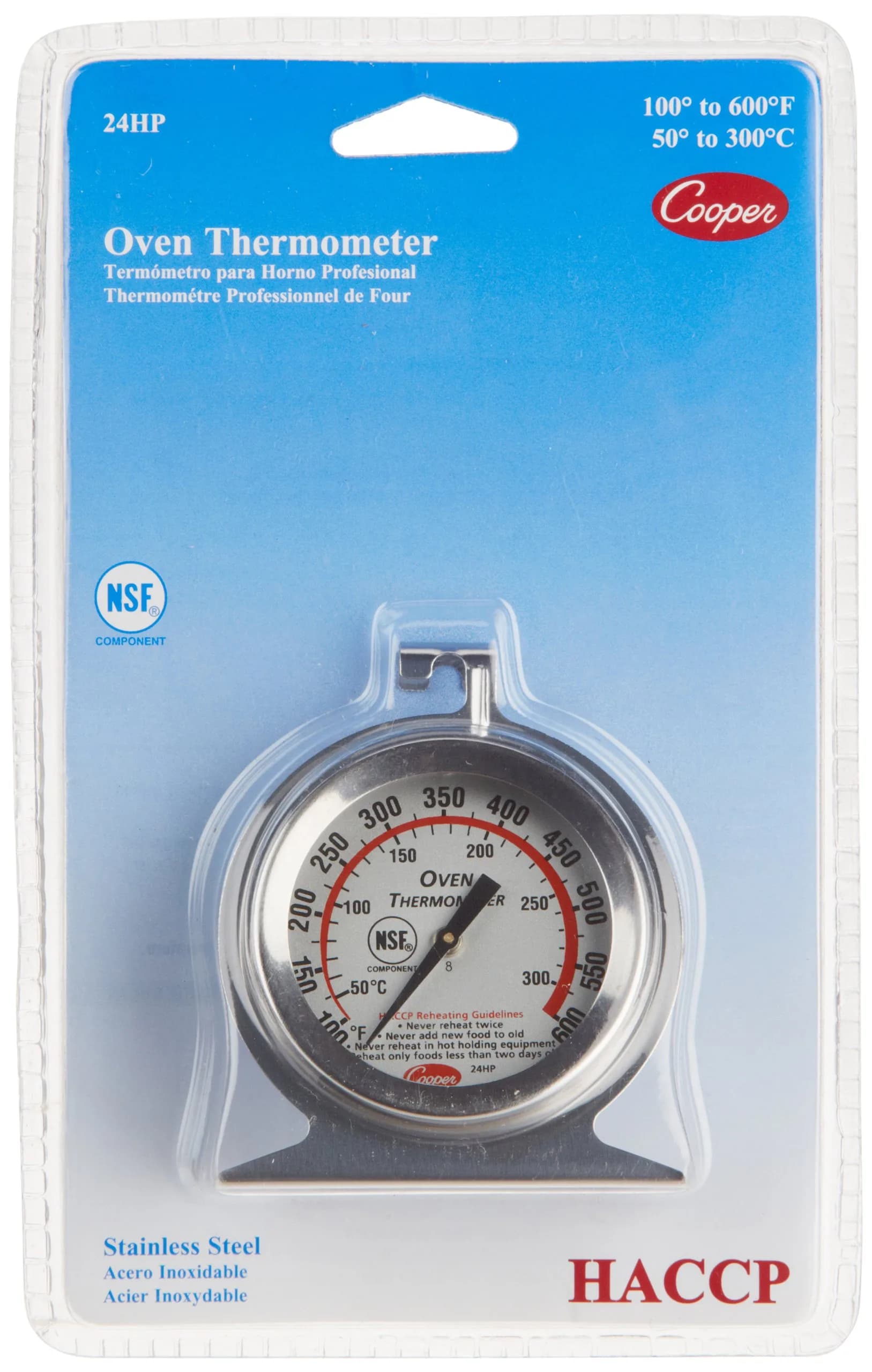 Cooper-Atkins Stainless Steel Oven Thermometer 100-600°F | Accurate & NSF Approved - main product image