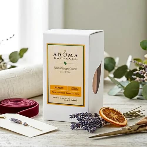 Aroma Naturals Lavender & Tangerine Pillar Candle 6.4cm x 10.2cm (2.5" x 4") | Relaxing Aromatherapy Scent thumbnail 4