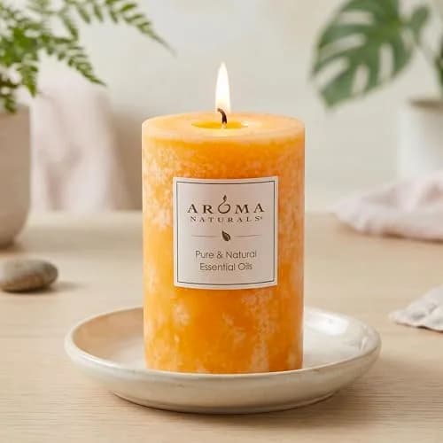 Aroma Naturals Lavender & Tangerine Pillar Candle 6.4cm x 10.2cm (2.5" x 4") | Relaxing Aromatherapy Scent thumbnail 2