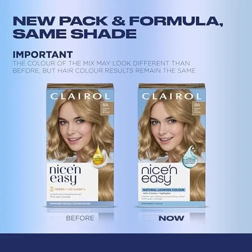 Clairol Nice'n Easy Permanent Hair Dye 8A Medium Ash Blonde 185ml (6.26 Fl Oz) | 100% Gray Coverage thumbnail 2