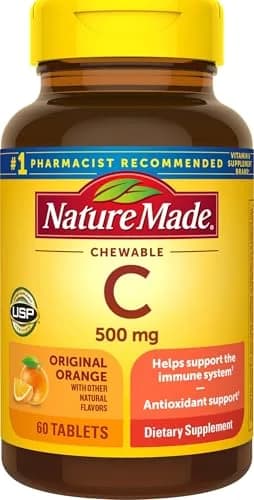 Nature Made Chewable Vitamin C 500 mg Tablets 60 Count | USP Verified Immune Support thumbnail 1