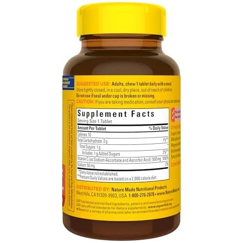Nature Made Chewable Vitamin C 500 mg Tablets 60 Count | USP Verified Immune Support thumbnail 9
