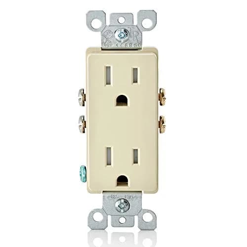 Leviton 15 Amp Decora Tamper-Resistant Duplex Electrical Wall Outlet, T5325-I, Ivory | Child-Safe, Durable, Grounded thumbnail 1