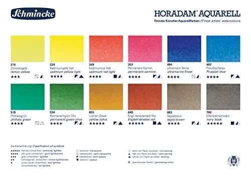 Schmincke HORADAM AQUARELL Watercolor Set 12 Colors | Finest German Artist Watercolors thumbnail 6
