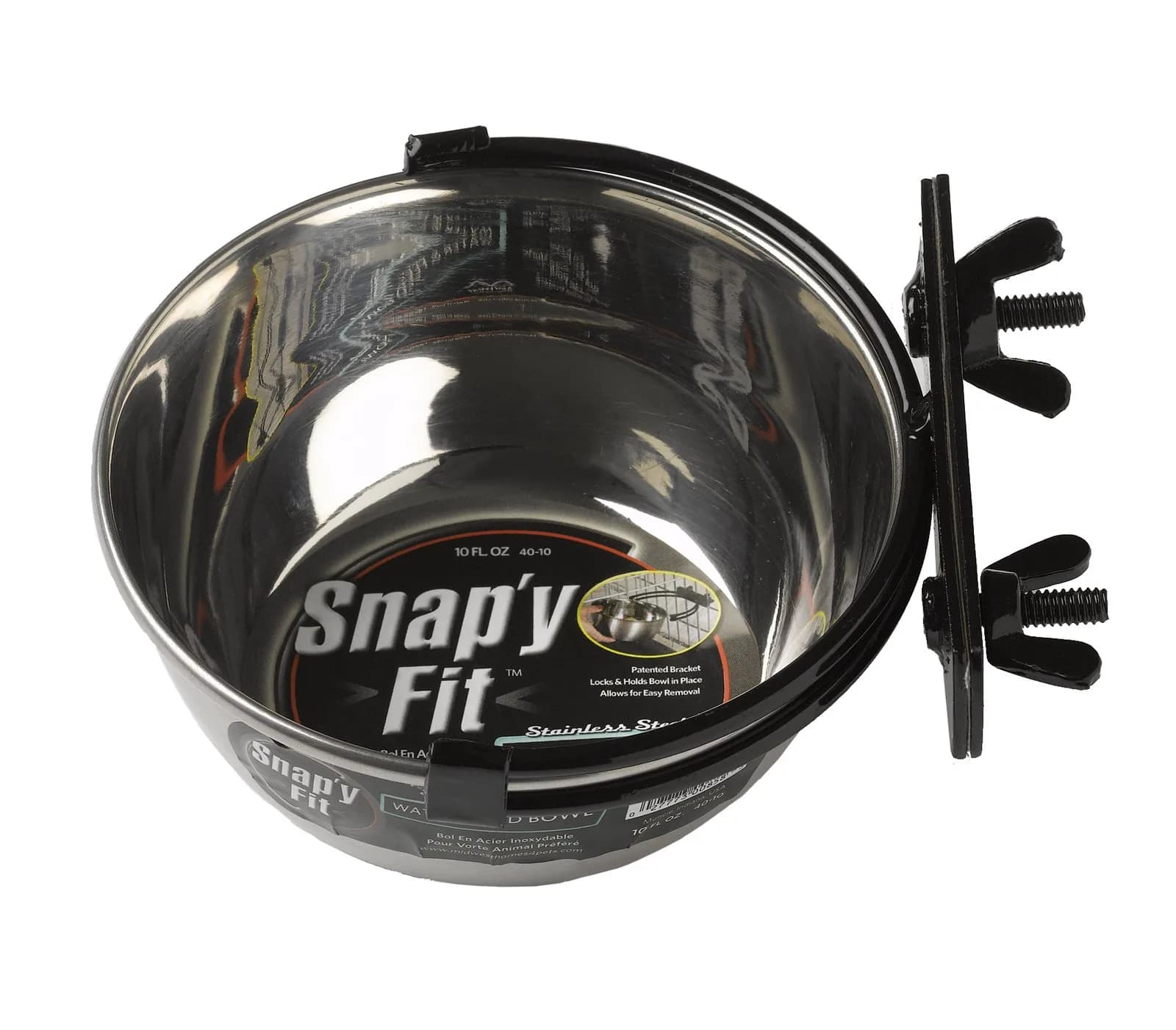 MidWest Homes for Pets Snap'y Fit Stainless Steel Pet Bowl 296ml (10 Ounces) | Secure Crate Mount for Small Dogs & Cats — 10 Ounces