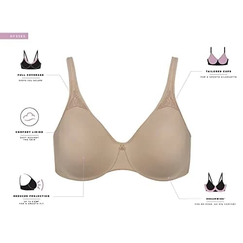 Bali Womens Passion For Comfort Minimizer Underwire Bra, WHITE, 36DD | Supportive Fit & Smoothing Support thumbnail 4