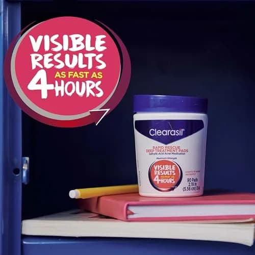 Clearasil Rapid Rescue Deep Treatment Acne Face Pads, Maximum Strength 2% Salicylic Acid, 90 Count thumbnail 6