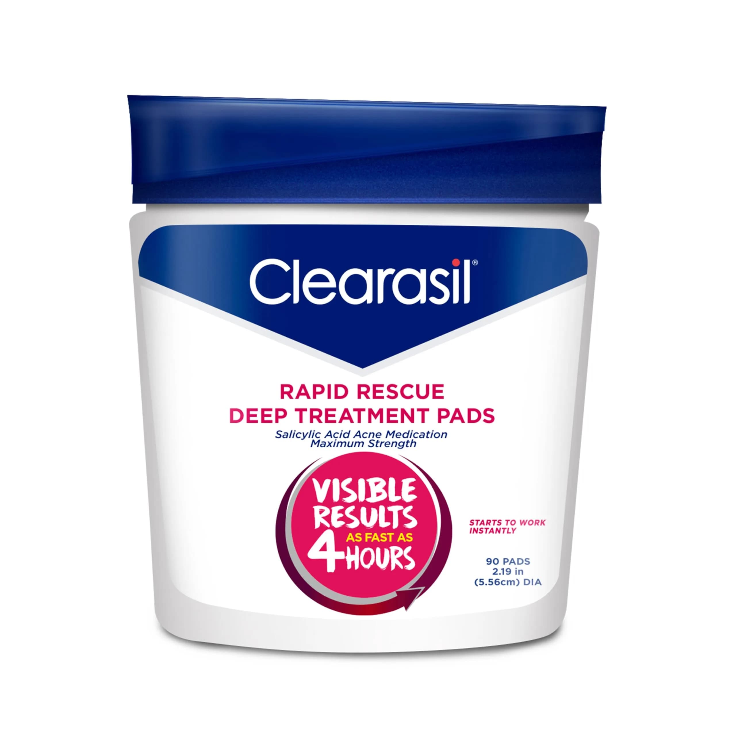 Clearasil Rapid Rescue Deep Treatment Acne Face Pads, Maximum Strength 2% Salicylic Acid, 90 Count
