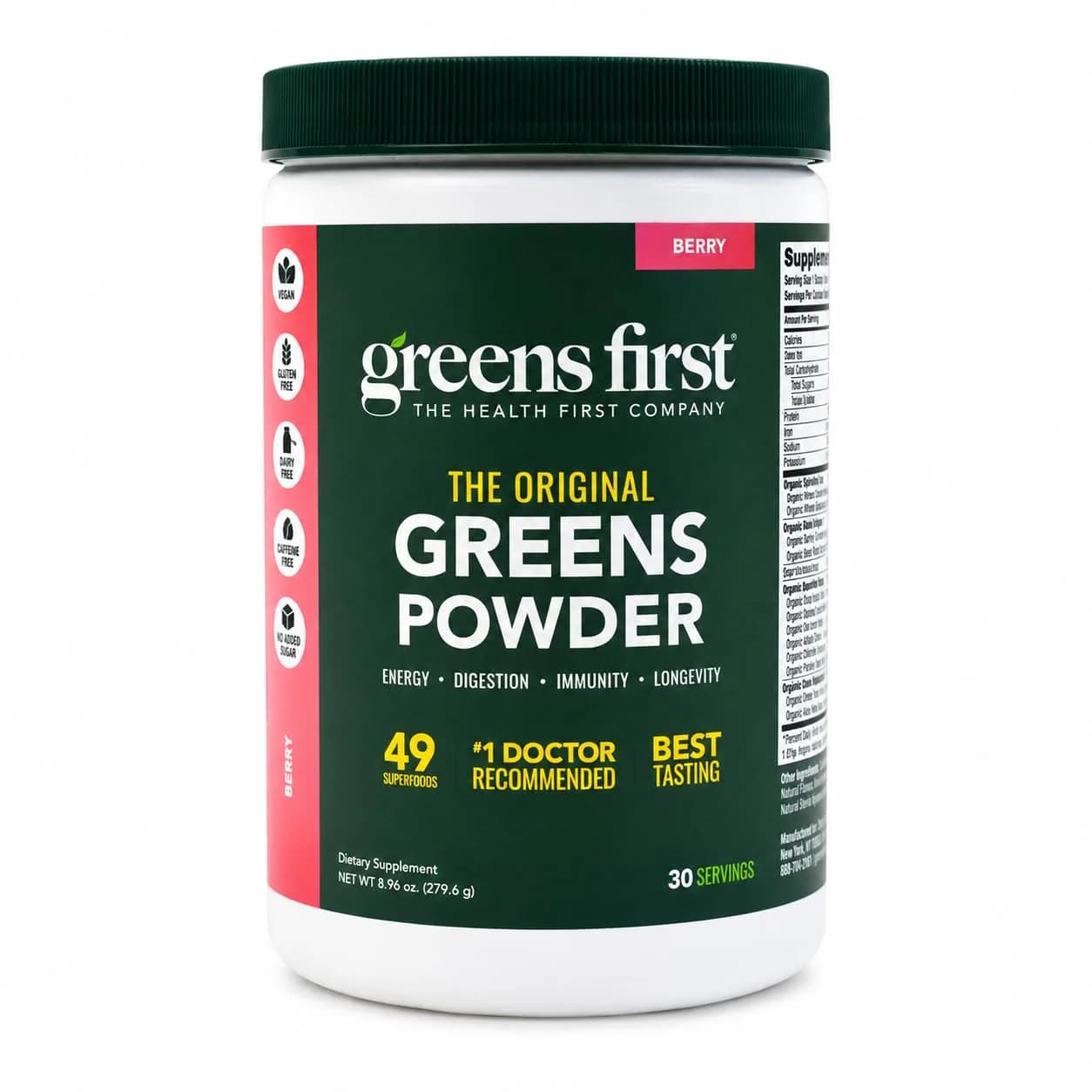 Greens First Original Greens Powder, Mint, 8.96 Ounce (Pack of 1) | 49 Superfoods & Digestive Support — Berry / 8.96 Ounce