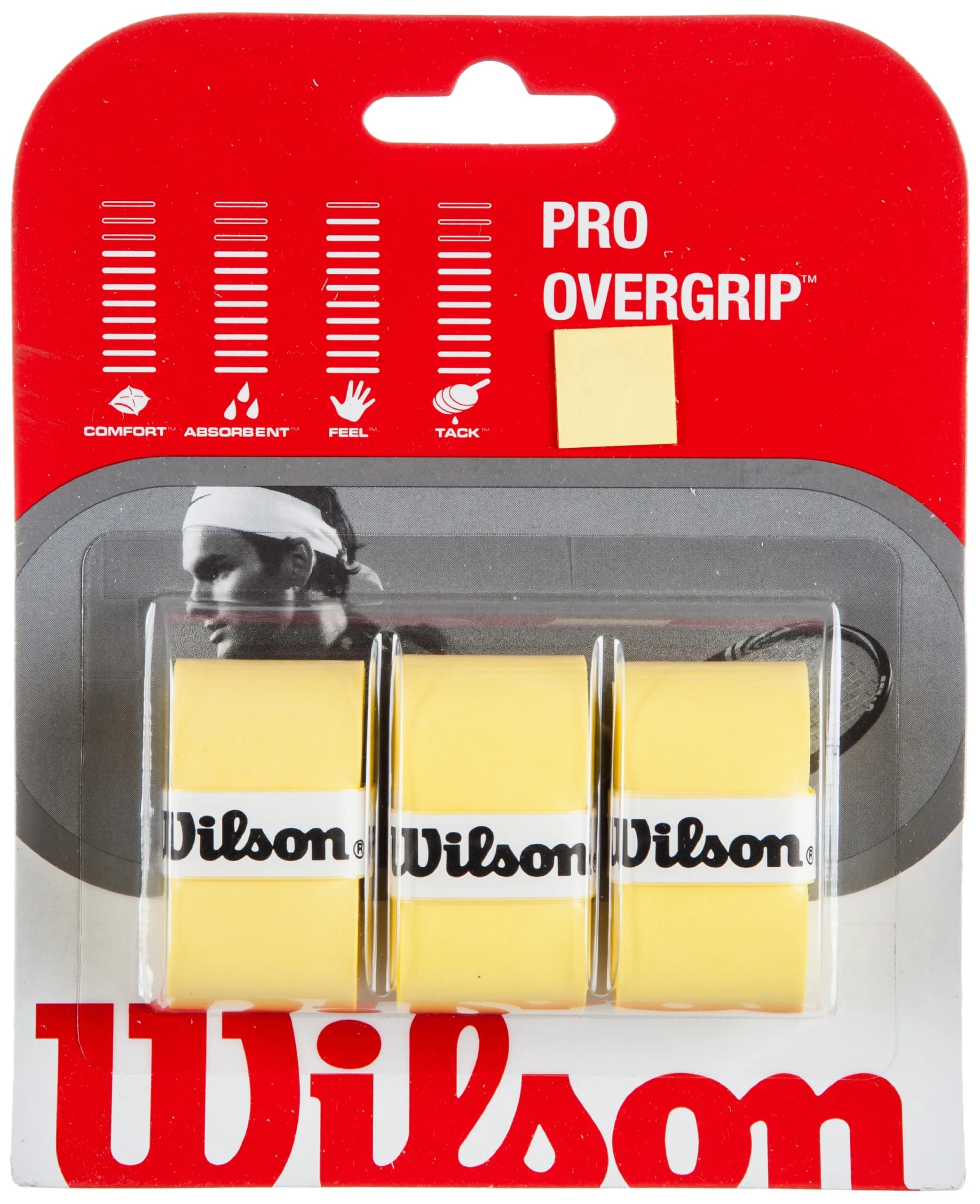 Wilson Pro Overgrip (Optic Orange) - 0.6mm Thickness | Smooth Surface — Yellow