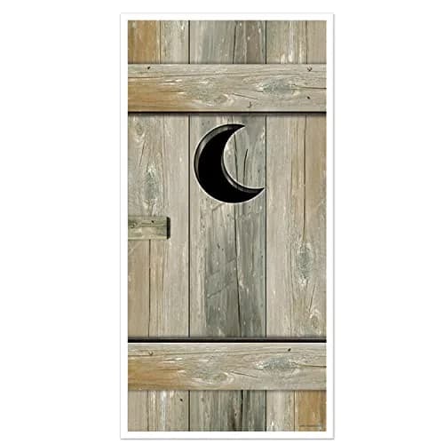 Beistle Outhouse Door Cover Rustic Wood Look Decoration 5 Feet x 30 Inches | Western Party Decor thumbnail 1