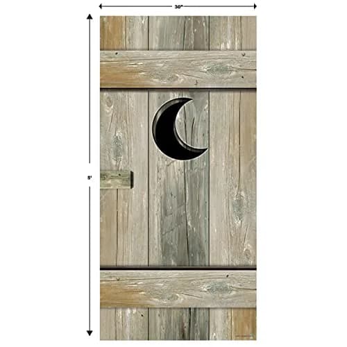Beistle Outhouse Door Cover Rustic Wood Look Decoration 5 Feet x 30 Inches | Western Party Decor thumbnail 2