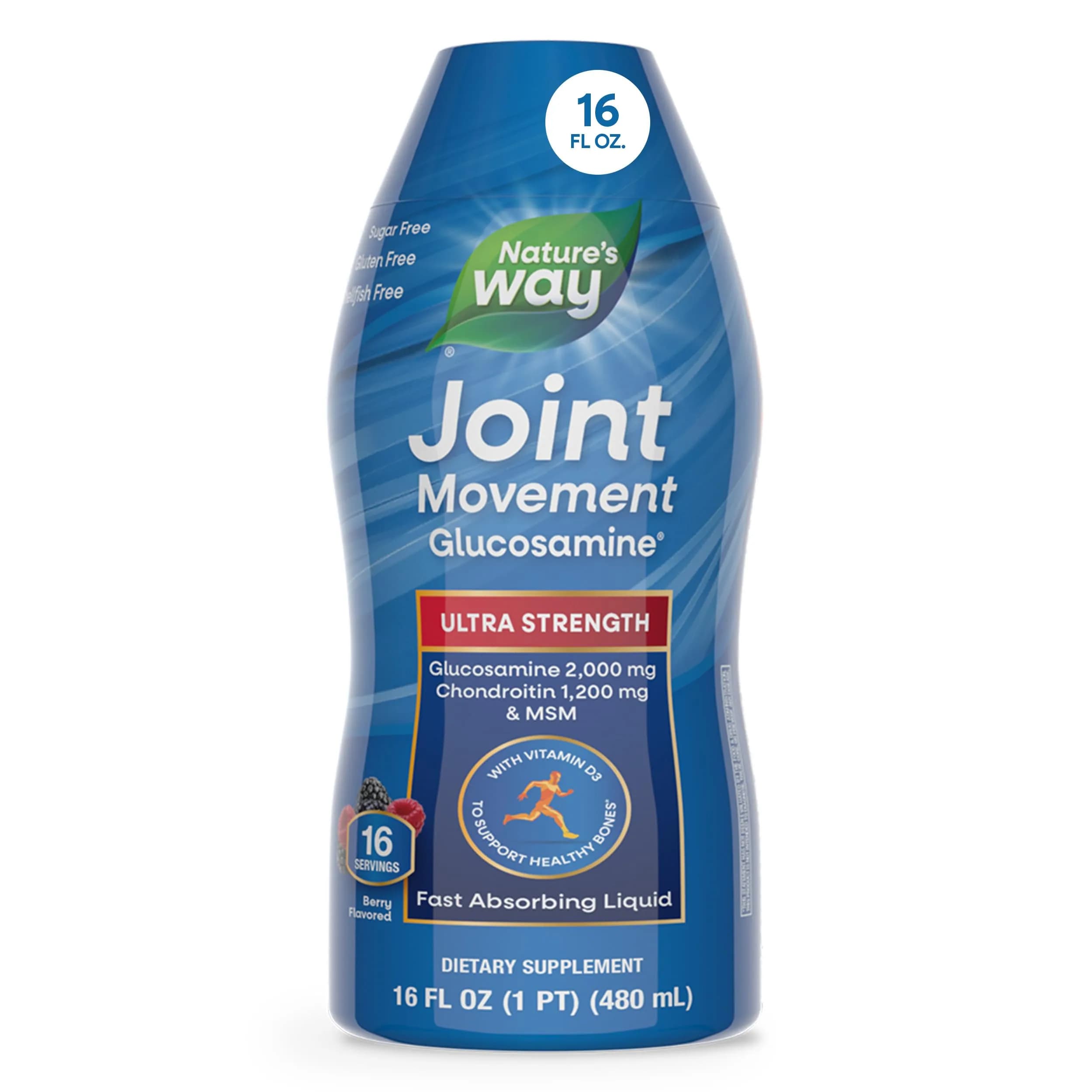 Nature's Way Joint Movement Glucosamine Liquid, Chondroitin, Berry, 473ml (16 Fl Oz) | Ultra-Strength Joint Support Formula