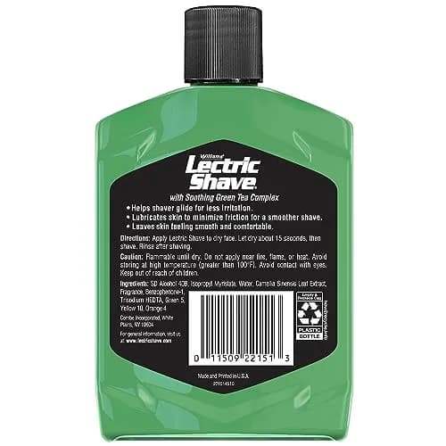 Williams Lectric Shave Pre-Shave with Green Tea Complex 207ml (7 Fl Oz) | Closer Shave, Smoother Skin thumbnail 2