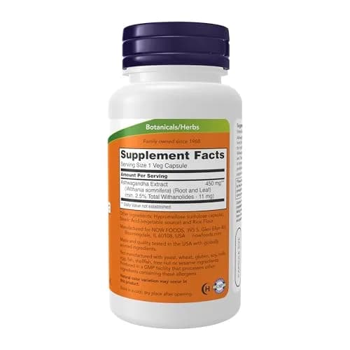 NOW Supplements Ashwagandha 450 mg 90 Veg Caps | Adaptogen & Immune Support thumbnail 2