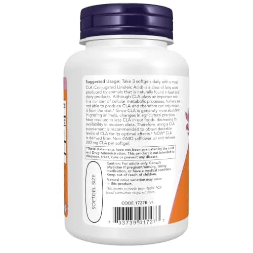 NOW CLA 800 mg Nutritional Oil | Non-GMO Safflower Oil Softgels for Weight Support thumbnail 3