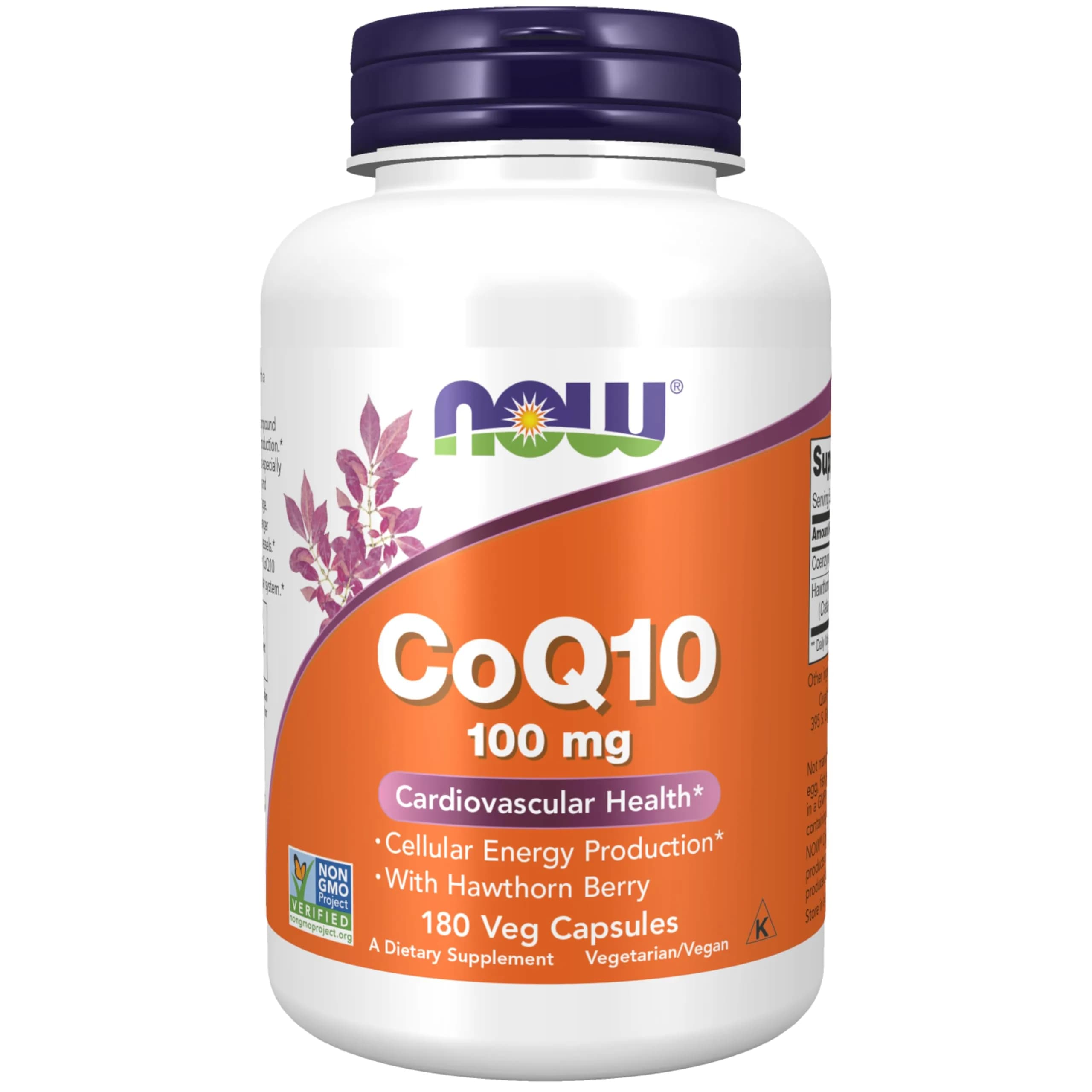 NOW Foods CoQ10 100 mg Veg Capsules 180 Count | Cellular Energy Production with Hawthorn Berry