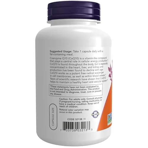 NOW Foods CoQ10 100 mg Veg Capsules 180 Count | Cellular Energy Production with Hawthorn Berry thumbnail 2