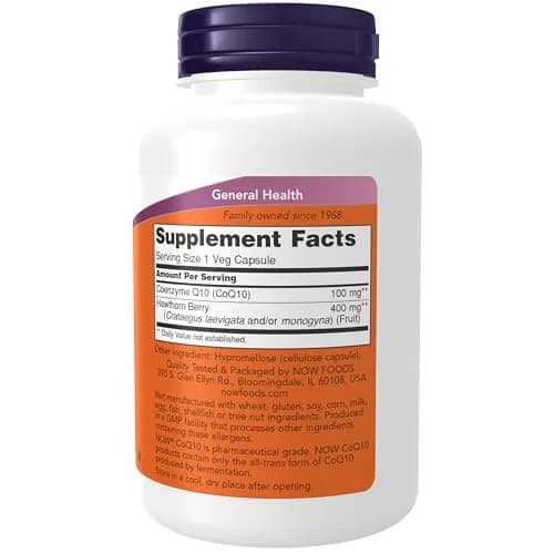 NOW Foods CoQ10 100 mg Veg Capsules 180 Count | Cellular Energy Production with Hawthorn Berry thumbnail 3