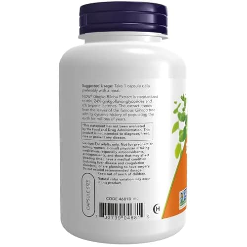 NOW Ginkgo Biloba 120 mg Double Strength | Supports Brain & Memory thumbnail 3
