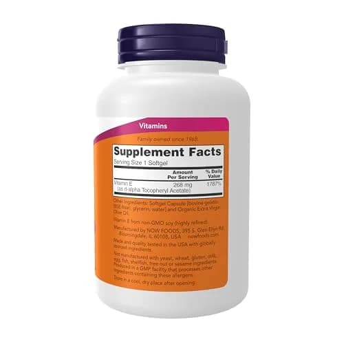 NOW Vitamin E-400 IU Softgels 250 | Antioxidant & Cellular Support in India thumbnail 2