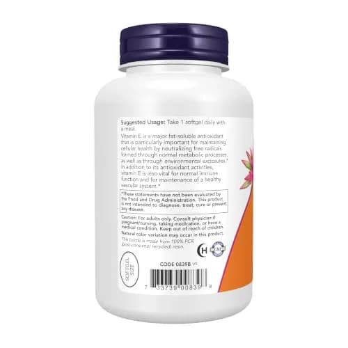 NOW Vitamin E-400 IU Softgels 250 | Antioxidant & Cellular Support in India thumbnail 3