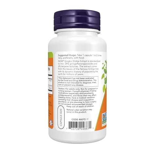 NOW Ginkgo Biloba 60 mg | Supports Brain Health & Free Radical Scavenging thumbnail 3