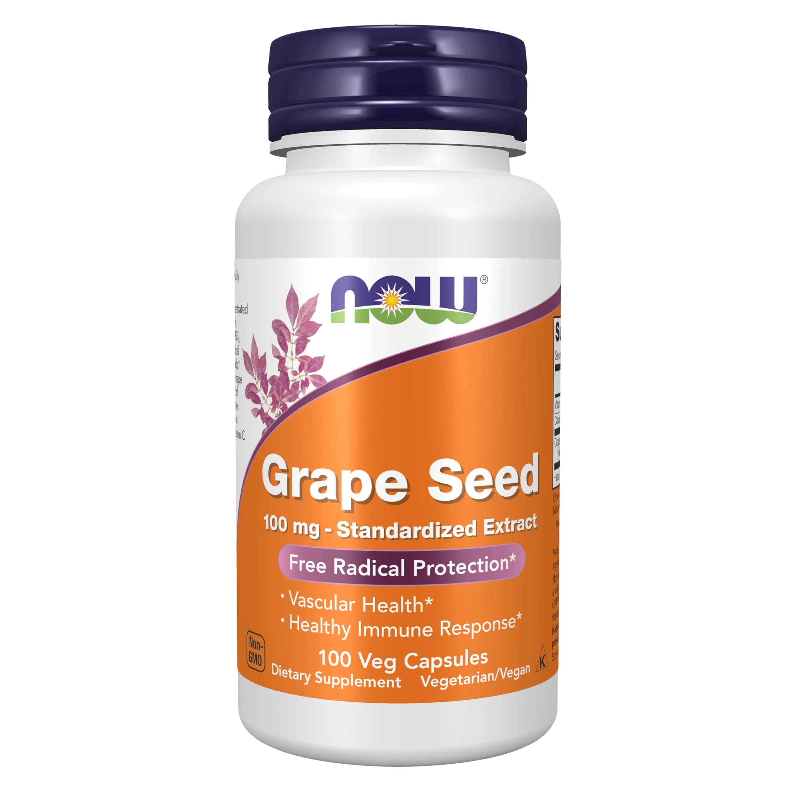 NOW Foods Grape Seed Extract 100 mg Veg Capsules (100 Count) | Standardized OPCs for Vascular Health