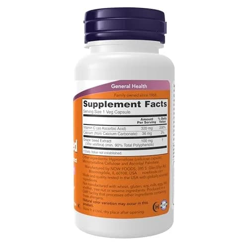 NOW Foods Grape Seed Extract 100 mg Veg Capsules (100 Count) | Standardized OPCs for Vascular Health thumbnail 2