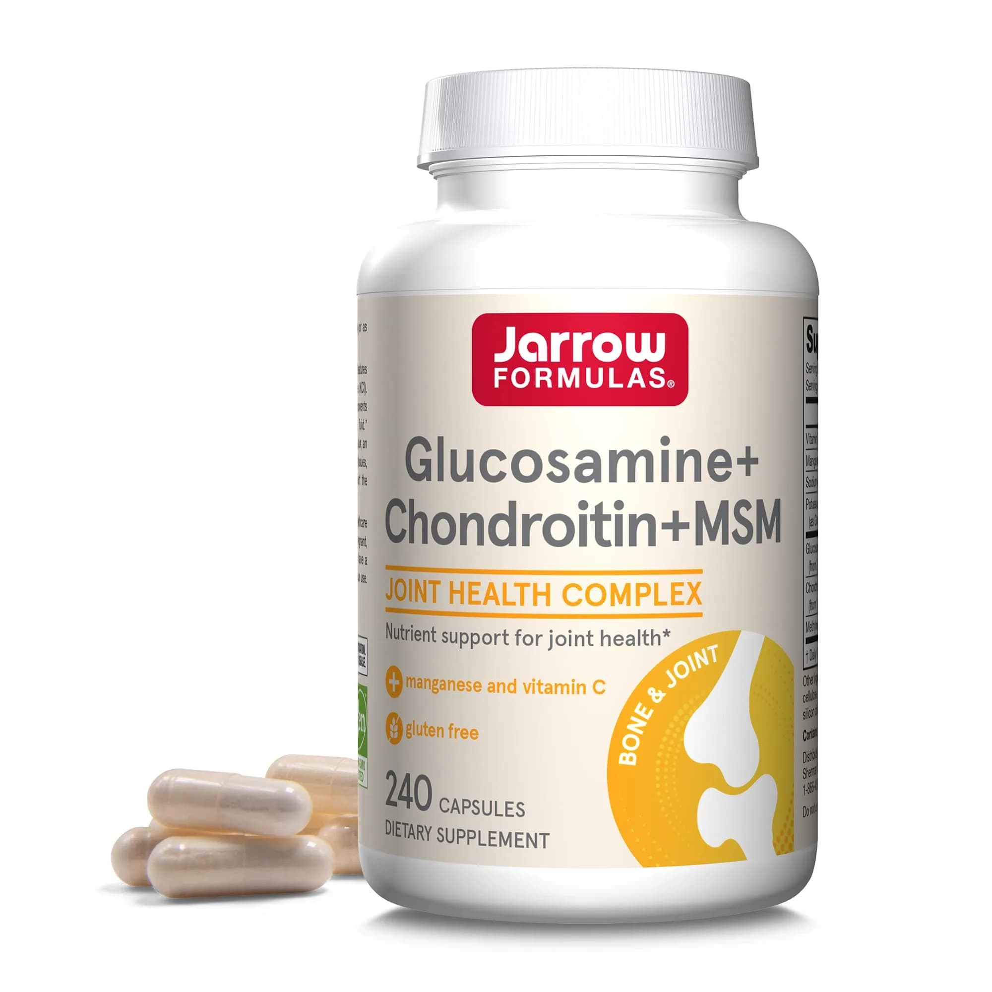 Jarrow Glucosamine, Chondroitin & MSM | 240 Capsules for Joint Support with Vitamin C - main product image