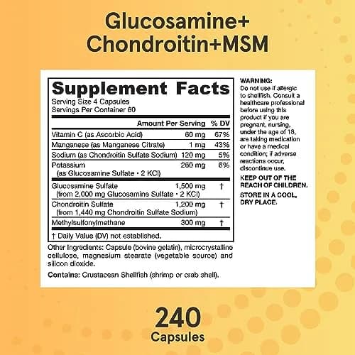 Jarrow Glucosamine, Chondroitin & MSM | 240 Capsules for Joint Support with Vitamin C thumbnail 5