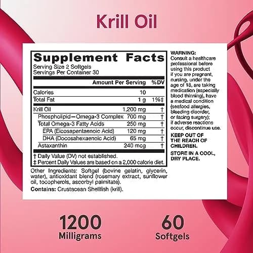 Jarrow Formulas Krill Oil 1200mg Softgels (60 Count) thumbnail 6