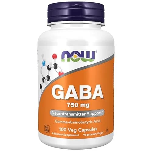 NOW Supplements GABA 750mg Cognitive Support 100 Veg Caps | Neurotransmitter Support thumbnail 1
