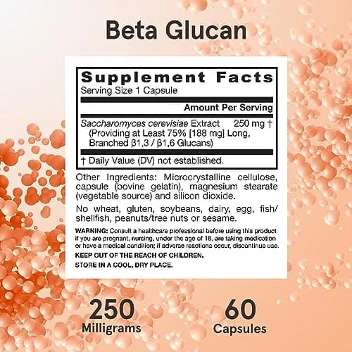Jarrow Beta Glucan Dietary Supplement 60 Capsules | Supports Immune Health, Non-GMO & Gluten-Free thumbnail 6