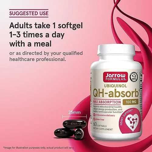 Jarrow Formulas QH-Absorb Ubiquinol 100mg Softgels 60 Count (100 mg) thumbnail 5