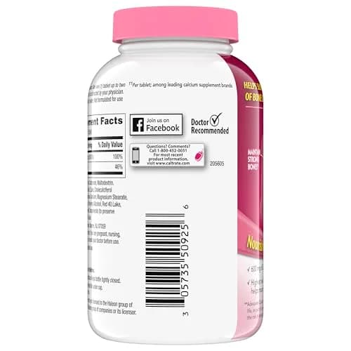 Caltrate 600 Plus D3 Calcium and Vitamin D Supplement Tablets 200 Count | Bone Health Support with High Vitamin D3 thumbnail 10