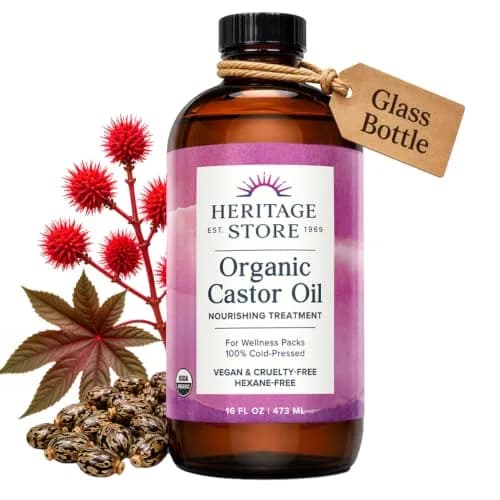 HERITAGE STORE USDA Organic Cold Pressed Castor Oil 473ml (16 fl oz) | Pure Hair & Skin Treatment thumbnail 1