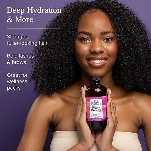 HERITAGE STORE USDA Organic Cold Pressed Castor Oil 473ml (16 fl oz) | Pure Hair & Skin Treatment thumbnail 2