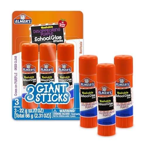 Elmer's Disappearing Purple School Glue Sticks, Washable, 3 Count (22g Each) | #1 Teacher Brand thumbnail 1