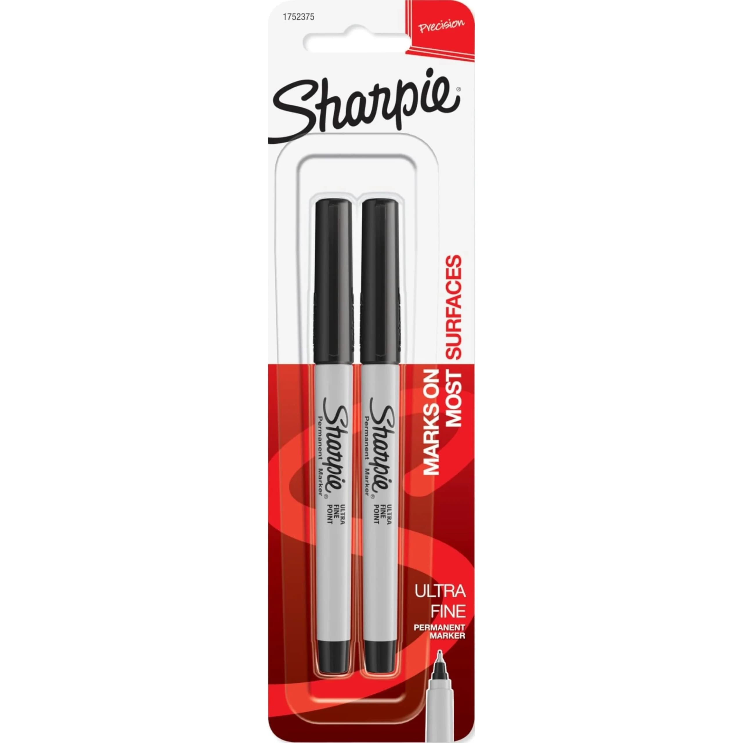 Sharpie Permanent Markers Ultra Fine Point Black 2 Count | Precise Writing for Office, School, and Crafts - main product image