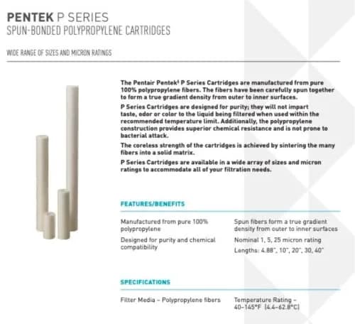 Pentek P1 Sediment Water Filter Cartridge 1 Micron 10" x 2.5" | NSF Certified for Under-Sink Replacement thumbnail 2
